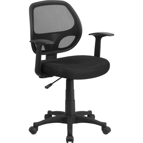 Mid-Back Black Mesh Swivel Ergonomic Task Office Chair with T-Arms - BIFMA Certified