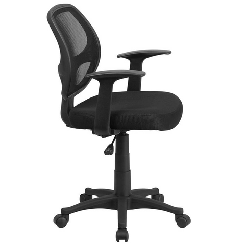 Mid-Back Black Mesh Swivel Ergonomic Task Office Chair with T-Arms - BIFMA Certified