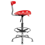 Vibrant Red and Chrome Drafting Stool with Tractor Seat