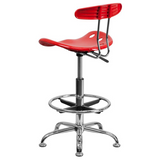 Vibrant Red and Chrome Drafting Stool with Tractor Seat