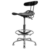 Vibrant Black and Chrome Drafting Stool with Tractor Seat