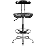 Vibrant Black and Chrome Drafting Stool with Tractor Seat