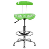 Vibrant Apple Green and Chrome Drafting Stool with Tractor Seat