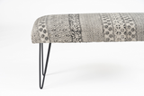 "47"" Charcoal Gray and White Black Leg Abstract Floral Upholstered Bench" - WhatYouNeedSales