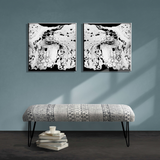 "47"" Charcoal Gray and White Black Leg Abstract Floral Upholstered Bench" - WhatYouNeedSales