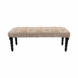 "47"" Cream And Black Leg Abstract Stripe and Dot Upholstery Bench" - WhatYouNeedSales