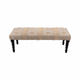 "47"" Cream And Black Leg Abstract Stripe and Dot Upholstery Bench" - WhatYouNeedSales