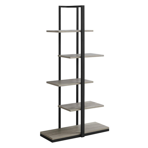 5 SHELF BOOKCASE - 60"H / DARK TAUPE / BLACK METAL - WhatYouNeedSales