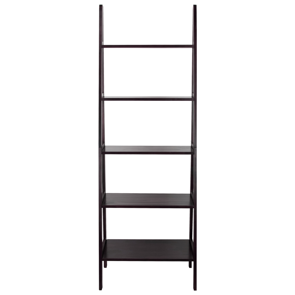 5-Shelf Ladder Bookcase-Espresso - WhatYouNeedSales