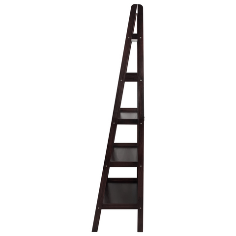 5-Shelf Ladder Bookcase-Espresso - WhatYouNeedSales