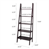 5-Shelf Ladder Bookcase-Espresso - WhatYouNeedSales