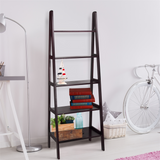 5-Shelf Ladder Bookcase-Espresso - WhatYouNeedSales