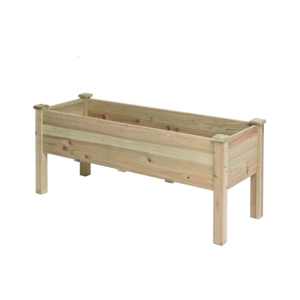 20.1 H Unfinished Fir Wood Raised Garden Bed Planter - Rustic Design