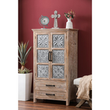 Rustic Farmhouse Wood and Metal Wardrobe Storage Cabinet