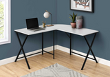 The White Top And Black Metal Corner Computer Desk - Ember Workspace - WhatYouNeedSales