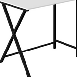 The White Top And Black Metal Corner Computer Desk - Ember Workspace - WhatYouNeedSales