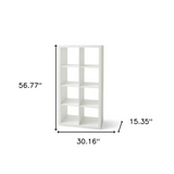 57" White Manufactured Wood Eight Tier Cube Bookcase - WhatYouNeedSales