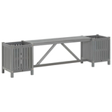 vidaXL Patio Bench with 2 Planters 59.1" Solid Acacia Wood Gray