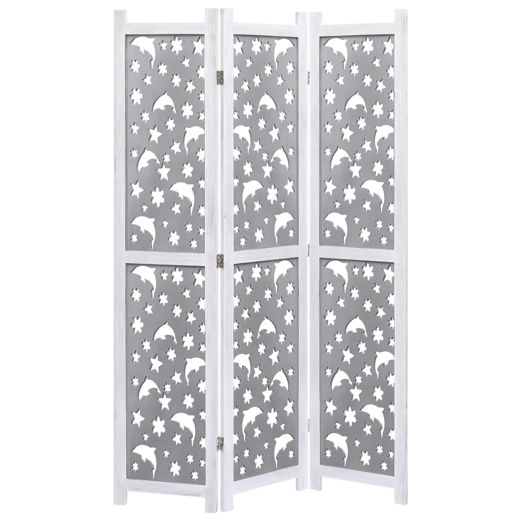 vidaXL 3-Panel Room Divider Gray 41.3"x65" Solid Wood - Stylish and Versatile