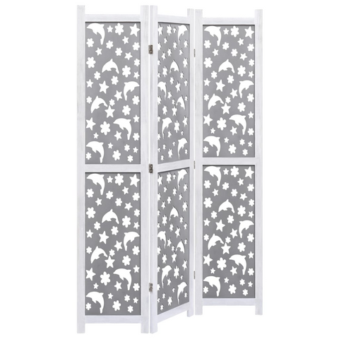 vidaXL 3-Panel Room Divider Gray 41.3"x65" Solid Wood - Stylish and Versatile