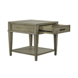 Devonshire Drawer End Table - Wire Brush Distressing, English Dovetail Drawer Construction, Full Extension Metal Glides