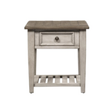 Heartland Drawer End Table, Antique White | Vintage Style with Classic Charm