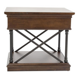 Tribeca Drawer End Table - Transitional Style, Storage Shelf, Antique Bronze Hardware