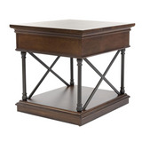 Tribeca Drawer End Table - Transitional Style, Storage Shelf, Antique Bronze Hardware