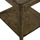 Rectangular End Table Urban Brown - Rustic Style with Planked Top and Storage Shelf