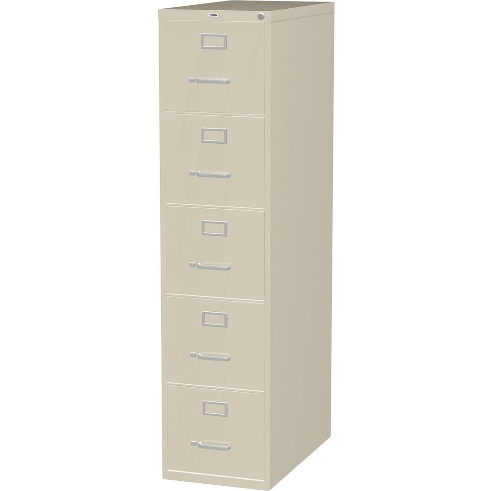 Lorell Commercial Grade Vertical File Cabinet - 5-Drawer - 15" x 26.5" x 61" - Letter Size - Ball-bearing Suspension - Putty