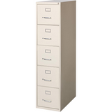 Lorell Commercial Grade Vertical File Cabinet - 5-Drawer - 15" x 26.5" x 61" - Letter Size - Ball-bearing Suspension - Putty