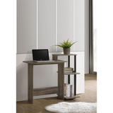 Modern Computer Desk with Storage Shelves | Desert Gray | Space-saving Design