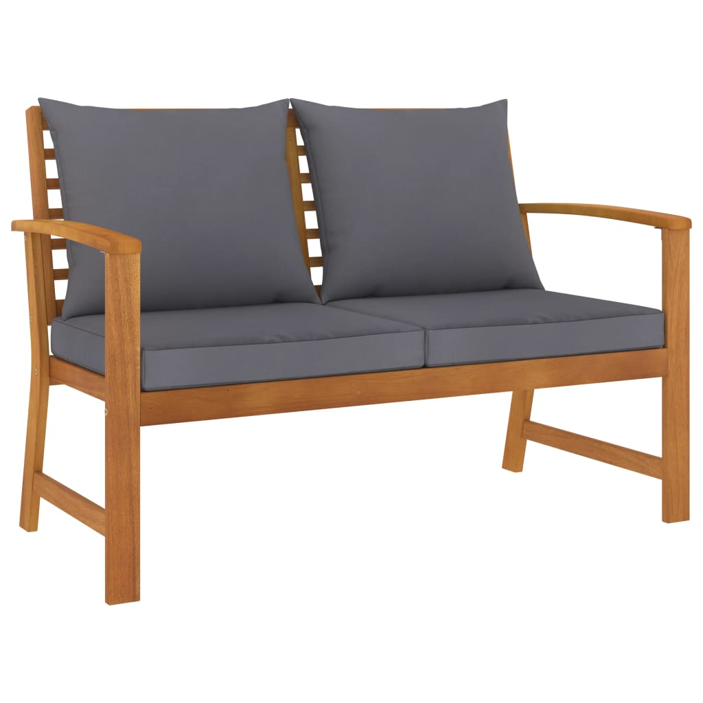 vidaXL Patio Bench 47.2" with Dark Gray Cushion Solid Acacia Wood - Rustic Charm for Your Outdoor Space