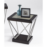 Contemporary Rectangular End Table with Ceramic Tile Inlays