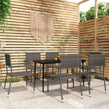 vidaXL 7 Piece Patio Dining Set Gray - Outdoor Furniture for Garden and Patio