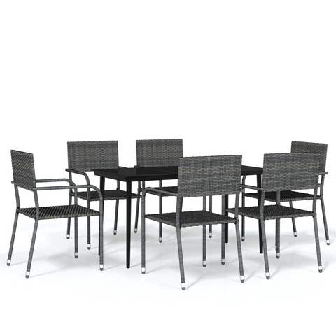 vidaXL 7 Piece Patio Dining Set Gray - Outdoor Furniture for Garden and Patio