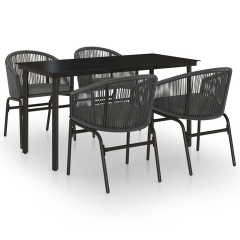 vidaXL 5 Piece Patio Dining Set Gray - Outdoor Garden Dinner Furniture