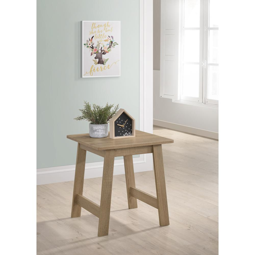 Classic Farmhouse End Table | Neutral Oak Finish | Stylish and Trendy Design