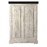 Stylish and Functional Bar Cabinet | Vintage White Finish | Wine Glass and Bottle Storage