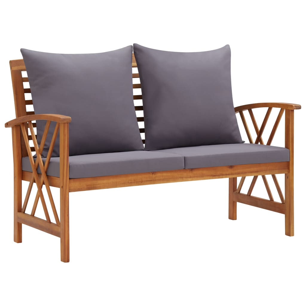 vidaXL Patio Bench with Cushions 46.9" Solid Acacia Wood - Outdoor Garden Furniture