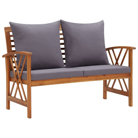 vidaXL Patio Bench with Cushions 46.9" Solid Acacia Wood - Outdoor Garden Furniture