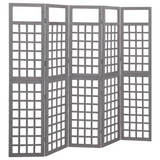 vidaXL 5-Panel Room Divider/Trellis Solid Fir Wood Gray - 79.3"x70.9"