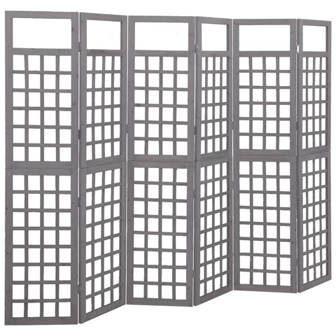 vidaXL 6-Panel Room Divider/Trellis Solid Fir Wood Gray 95.5"x70.9" - Buy Online