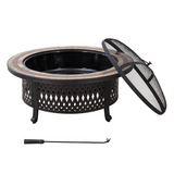 Sunjoy 40 Inch Fire Pit for Outside, Outdoor Round Wood Burning Fire Pit