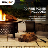 Sunjoy 40 Inch Fire Pit for Outside, Outdoor Round Wood Burning Fire Pit