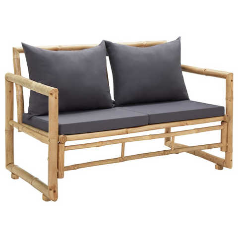 vidaXL Patio Bench with Cushions 45.3" Bamboo | Sturdy, Comfortable, and Rustic