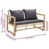 vidaXL Patio Bench with Cushions 45.3" Bamboo | Sturdy, Comfortable, and Rustic