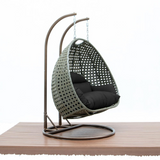 Beige Wicker Hanging 2 Person Egg Swing Chair - Comfortable Outdoor Seating