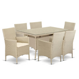 Modern and Sophisticated Wicker Patio Set Cream | VLVL7-53V