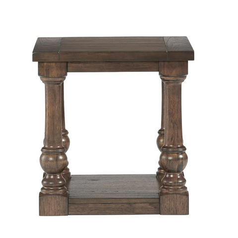 Square End Table - Traditional Style with Beautiful Cognac Finish